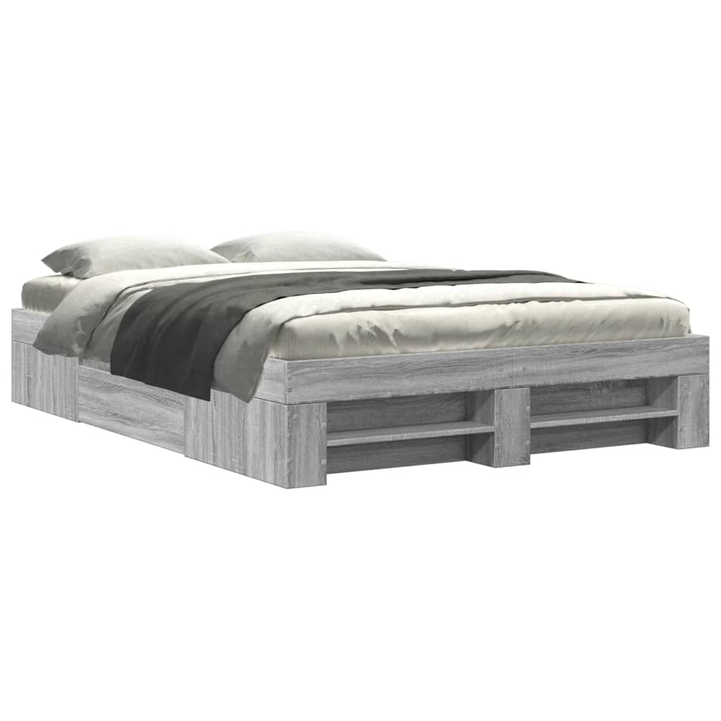 Bed Frame without Mattress Grey Sonoma 140x190 cm Engineered Wood
