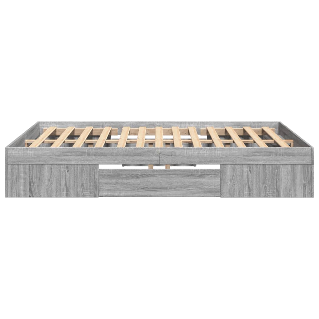 Bed Frame without Mattress Grey Sonoma 140x190 cm Engineered Wood
