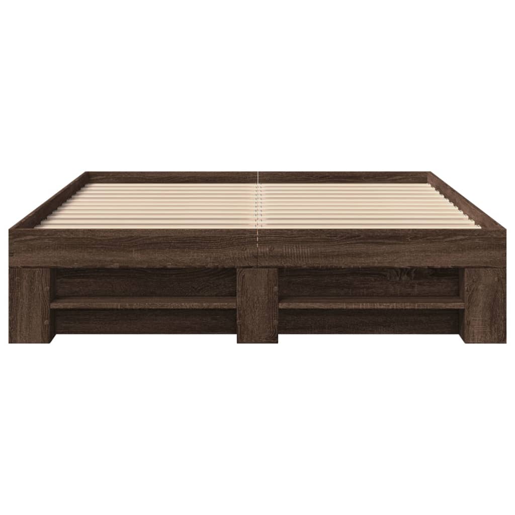 Bed Frame without Mattress Brown Oak 140x190 cm Engineered Wood