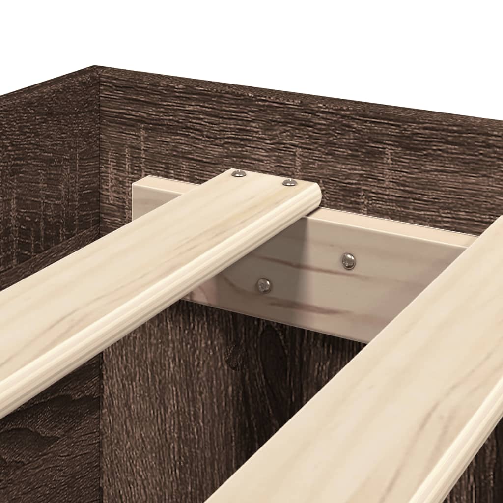 Bed Frame without Mattress Brown Oak 140x190 cm Engineered Wood