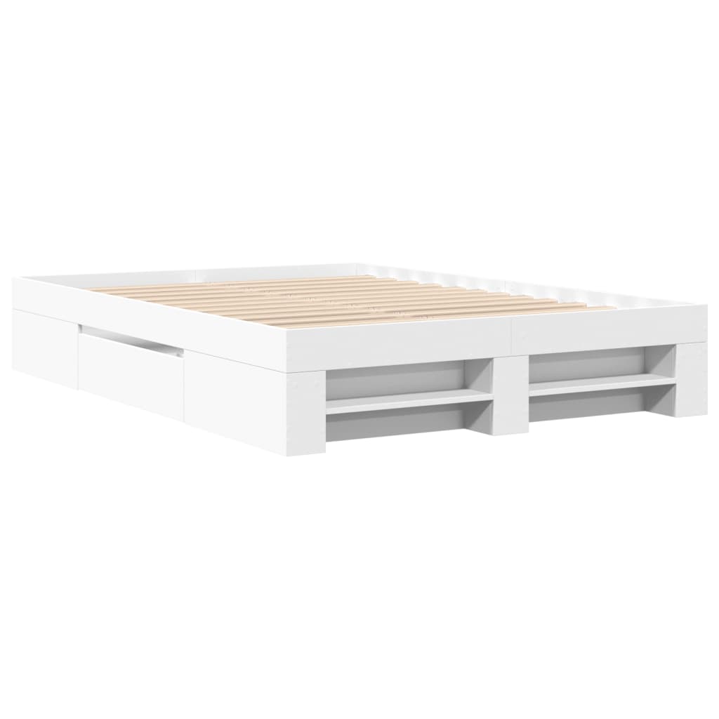 Bed Frame without Mattress White 135x190 cm Double Engineered Wood