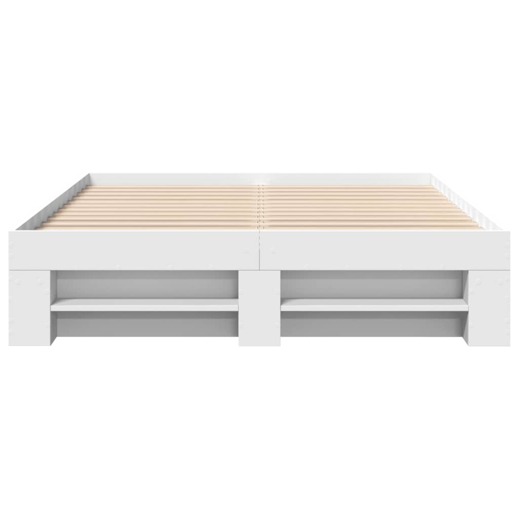 Bed Frame without Mattress White 135x190 cm Double Engineered Wood