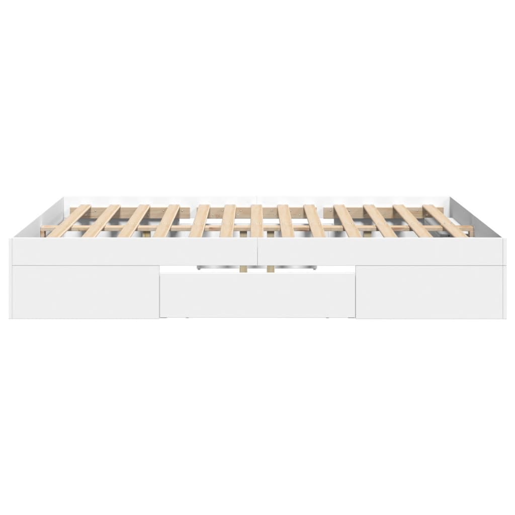 Bed Frame without Mattress White 135x190 cm Double Engineered Wood