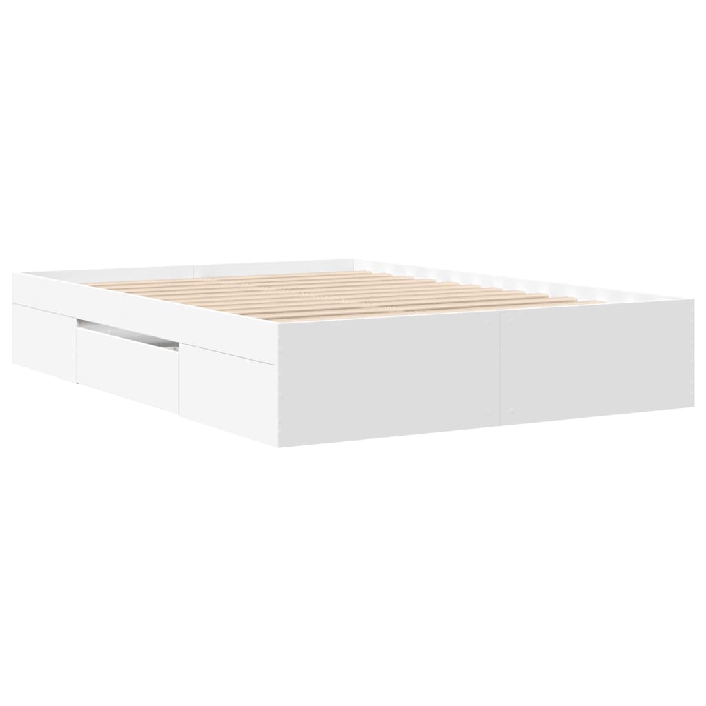 Bed Frame without Mattress White 135x190 cm Double Engineered Wood