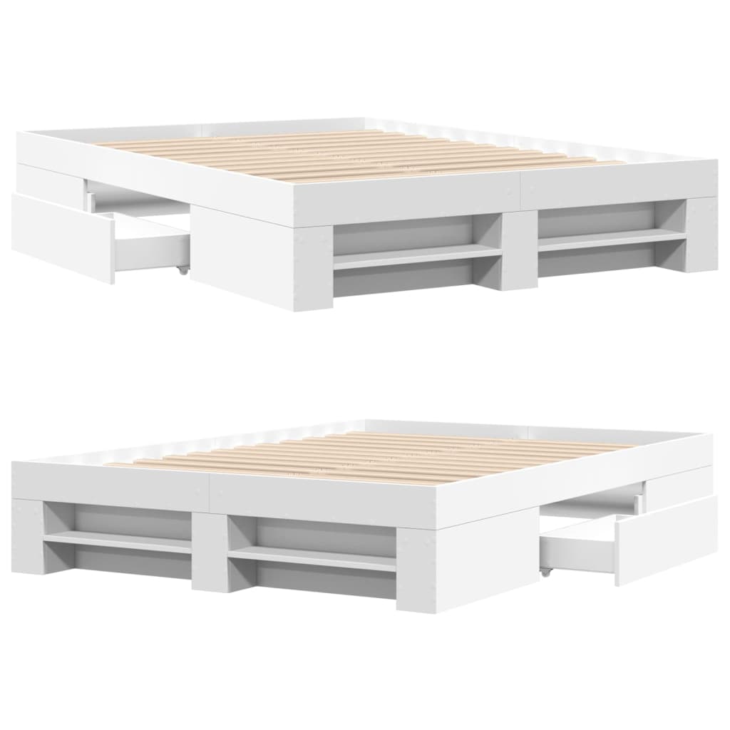 Bed Frame without Mattress White 135x190 cm Double Engineered Wood