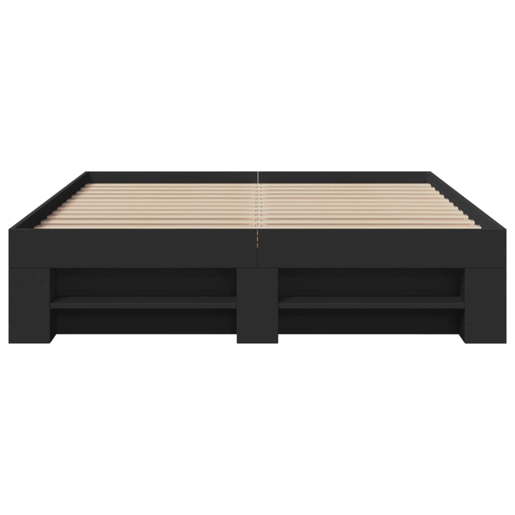 Bed Frame without Mattress Black 135x190 cm Double Engineered Wood