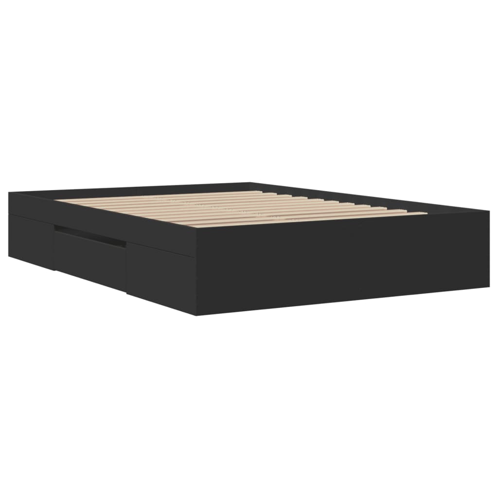 Bed Frame without Mattress Black 135x190 cm Double Engineered Wood