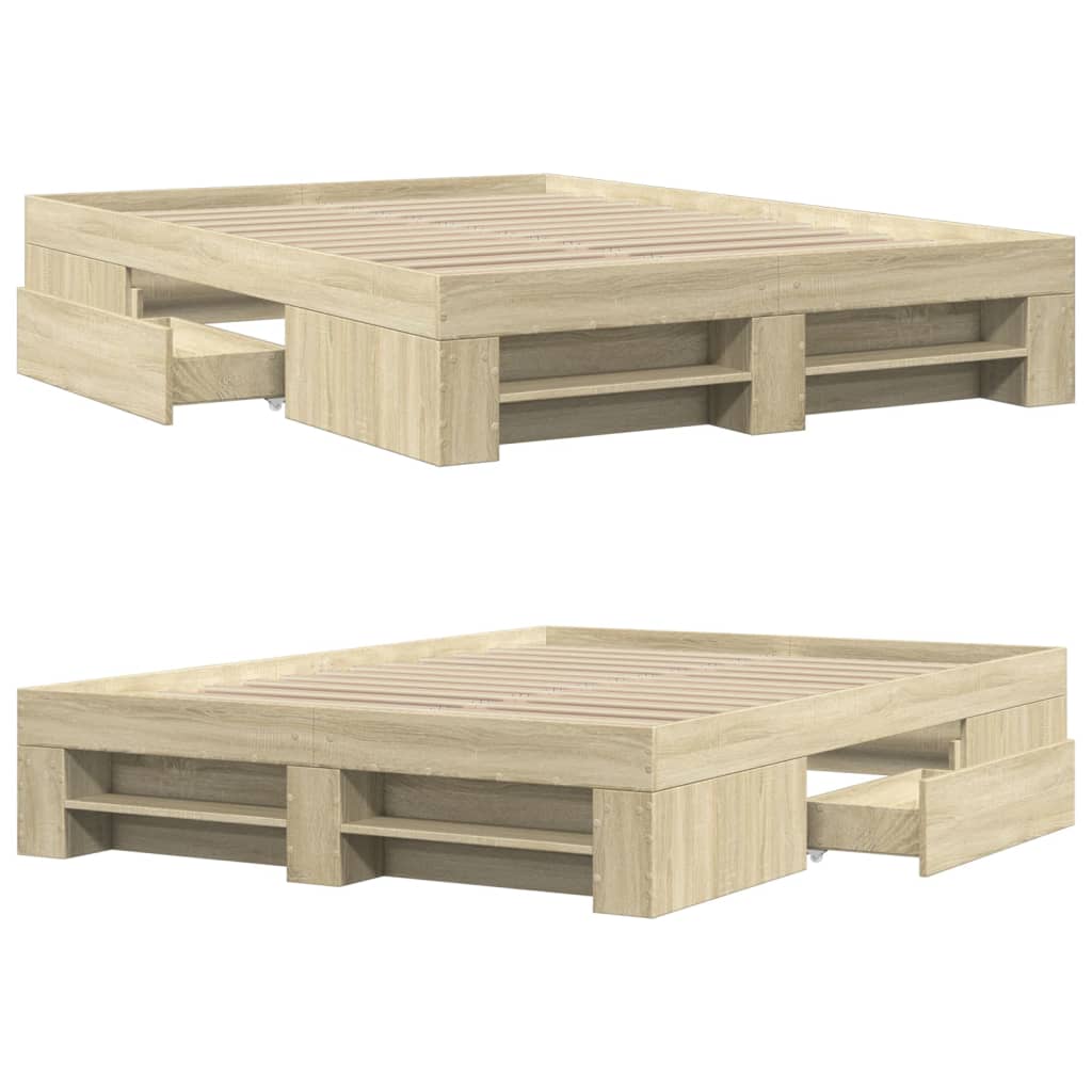 Bed Frame without Mattress Sonoma Oak 135x190 cm Double Engineered Wood