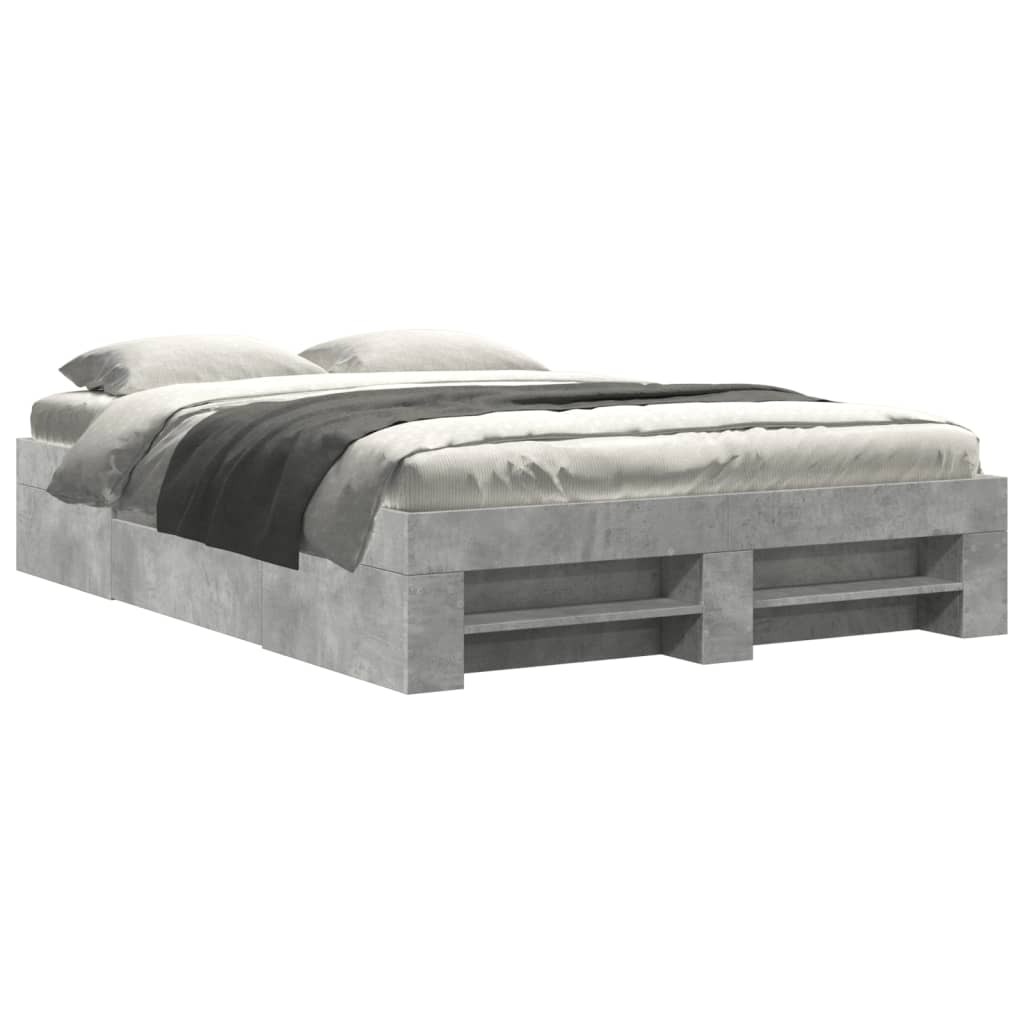 Bed Frame without Mattress Concrete Grey 135x190cm Engineered Wood