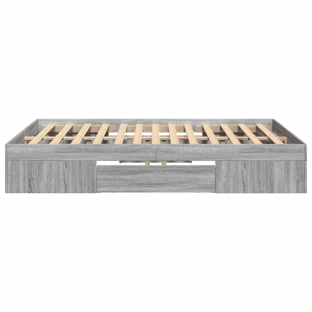 Bed Frame without Mattress Grey Sonoma 135x190 cm Double Engineered Wood