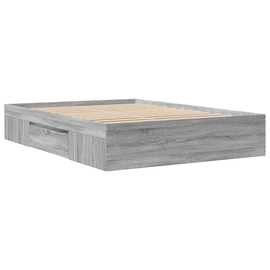 Bed Frame without Mattress Grey Sonoma 135x190 cm Double Engineered Wood
