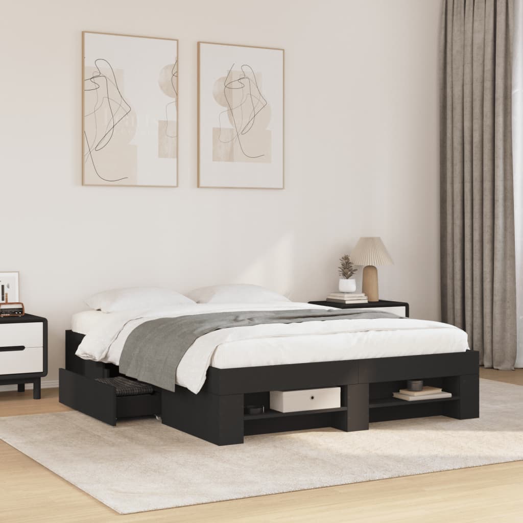 Bed Frame without Mattress Black 120x190 cm Small Double Engineered Wood