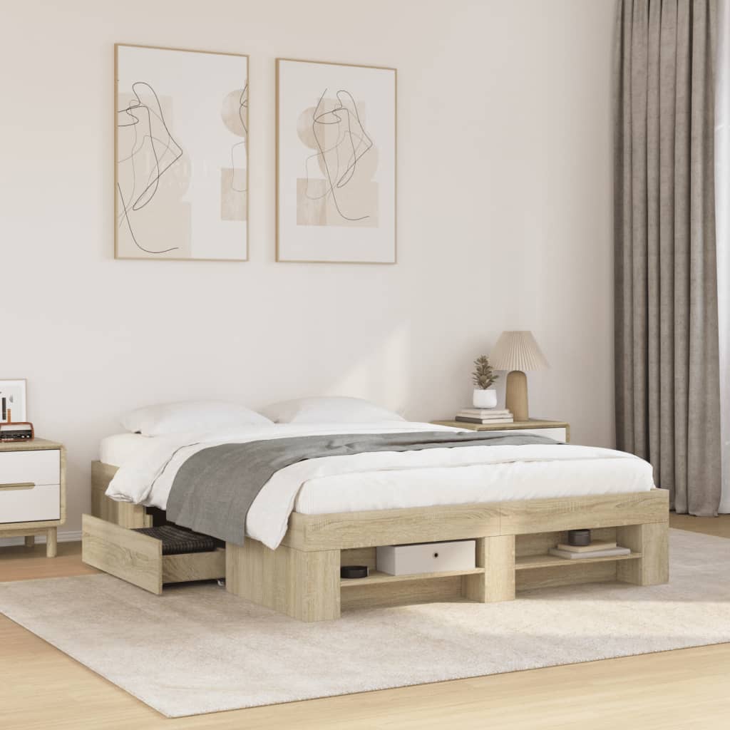 Bed Frame without Mattress Sonoma Oak 120x190 cm Small Double Engineered Wood