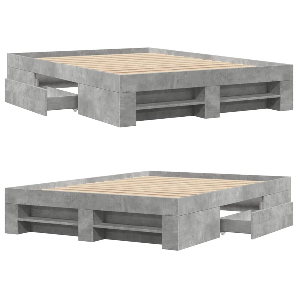 Bed Frame without Mattress Concrete Grey 120x190cm Engineered Wood