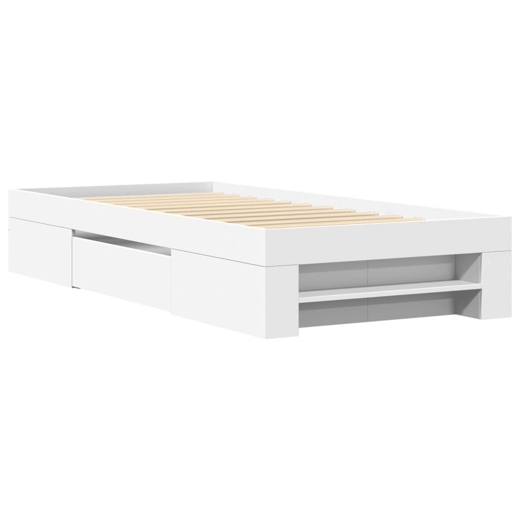 Bed Frame without Mattress White 90x190 cm Single Engineered Wood