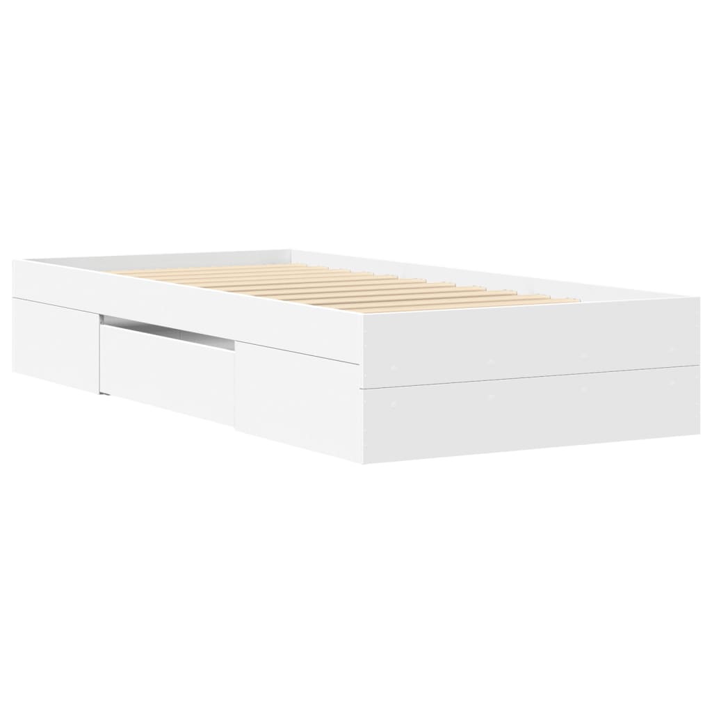 Bed Frame without Mattress White 90x190 cm Single Engineered Wood