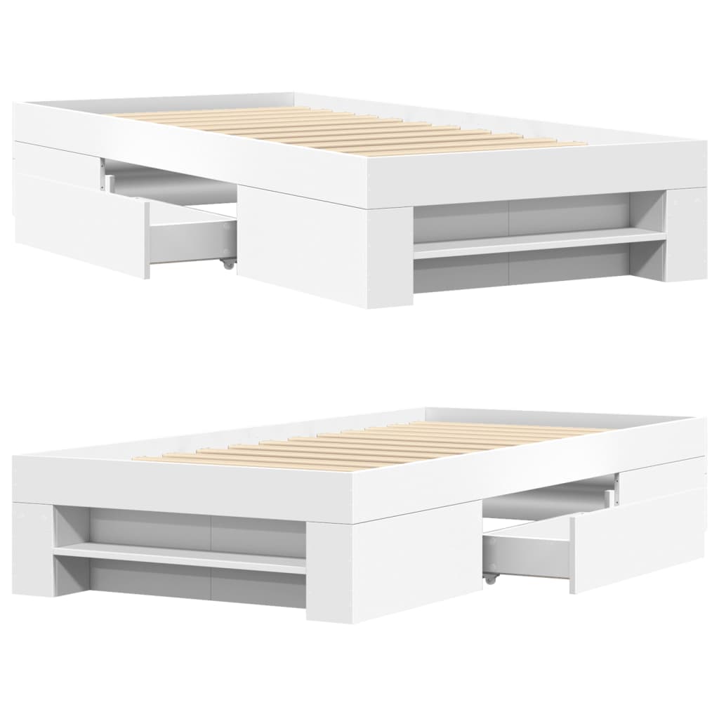 Bed Frame without Mattress White 90x190 cm Single Engineered Wood