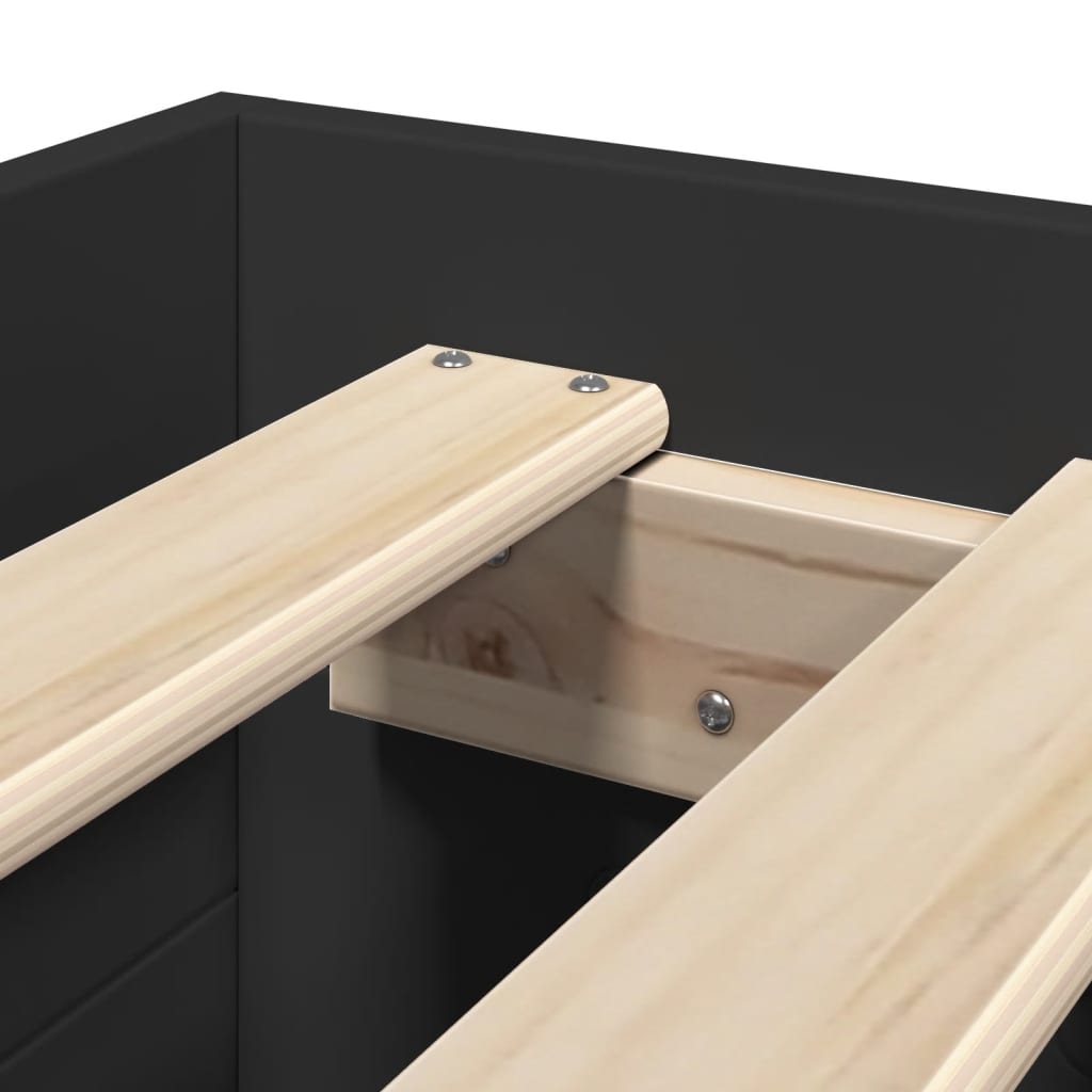 Bed Frame without Mattress Black 90x190 cm Single Engineered Wood