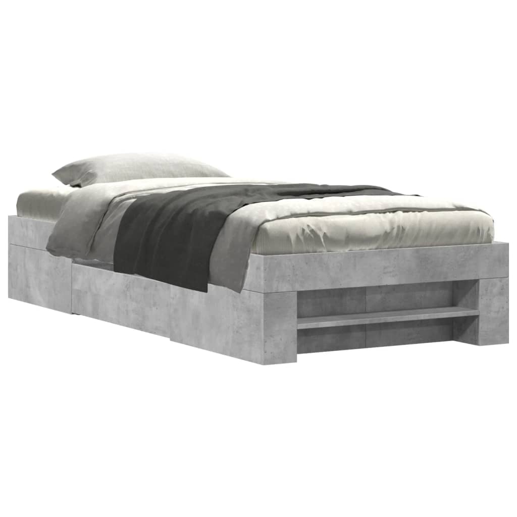 Bed Frame without Mattress Concrete Grey 90x190cm Engineered Wood