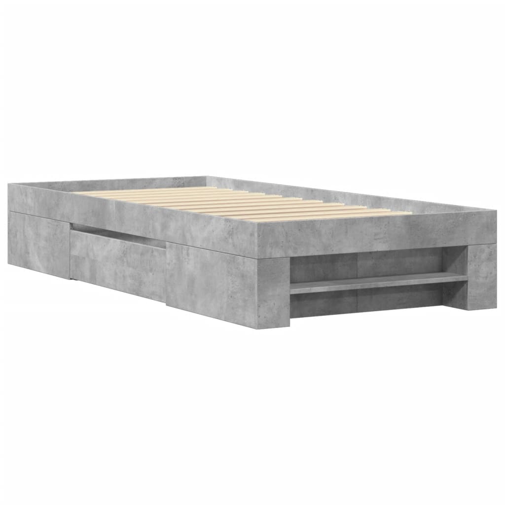 Bed Frame without Mattress Concrete Grey 90x190cm Engineered Wood