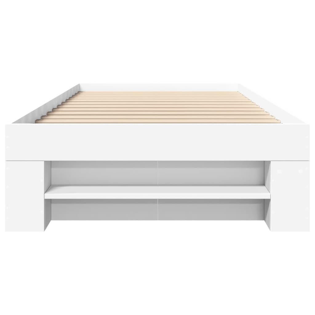 Bed Frame without Mattress White 75x190 cm Small Single Engineered Wood