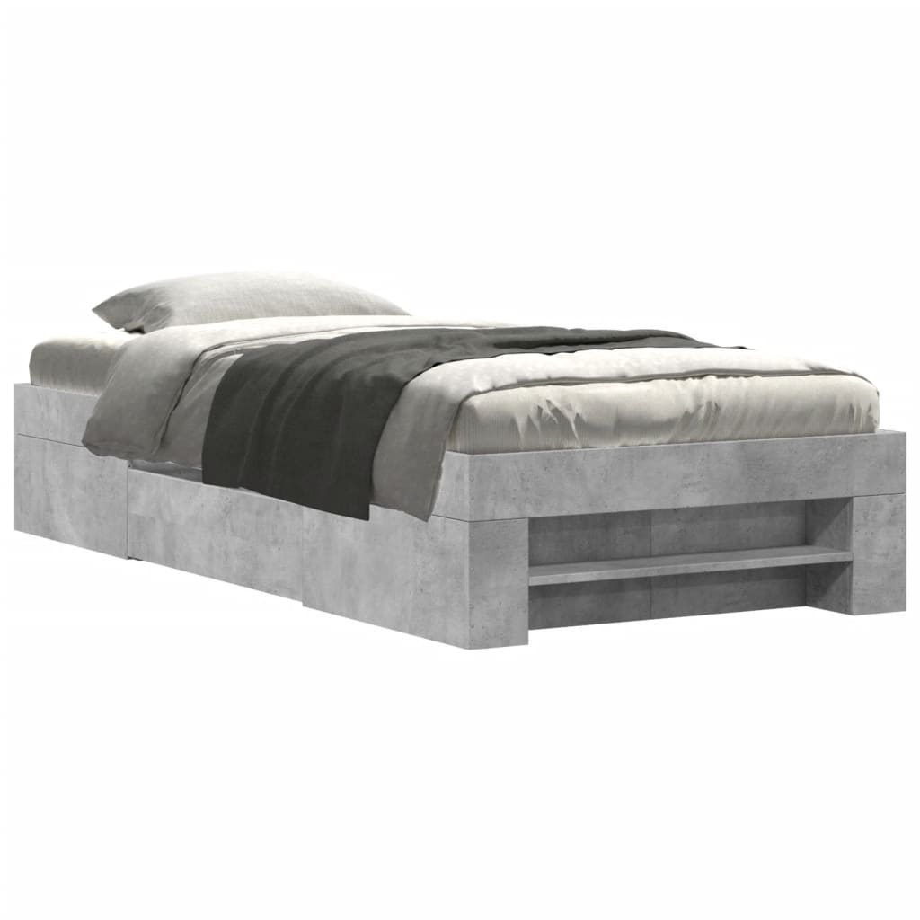 Bed Frame without Mattress Concrete Grey 75x190cm Engineered Wood
