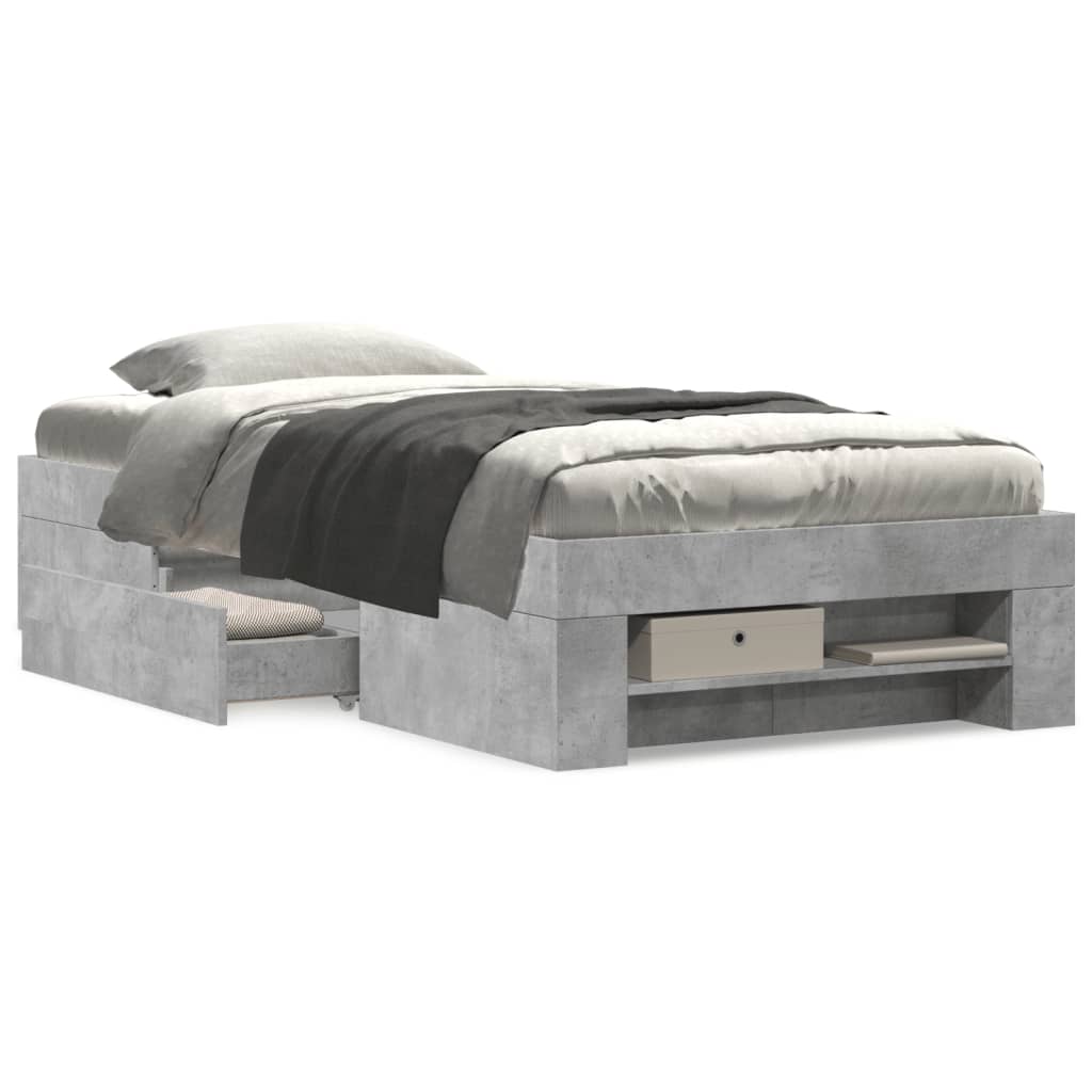 Bed Frame without Mattress Concrete Grey 75x190cm Engineered Wood