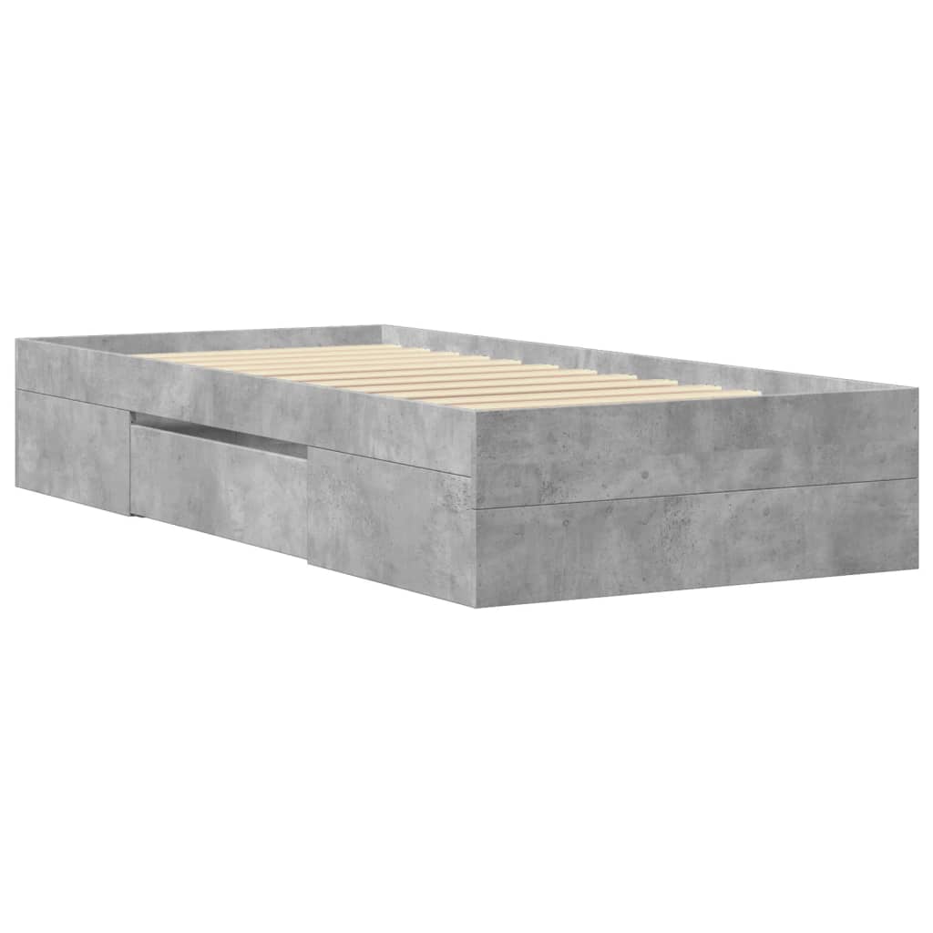 Bed Frame without Mattress Concrete Grey 75x190cm Engineered Wood