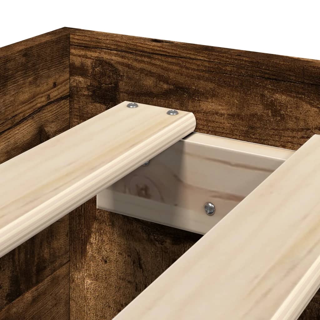 Bed Frame without Mattress Smoked Oak 75x190 cm Small Single Engineered Wood