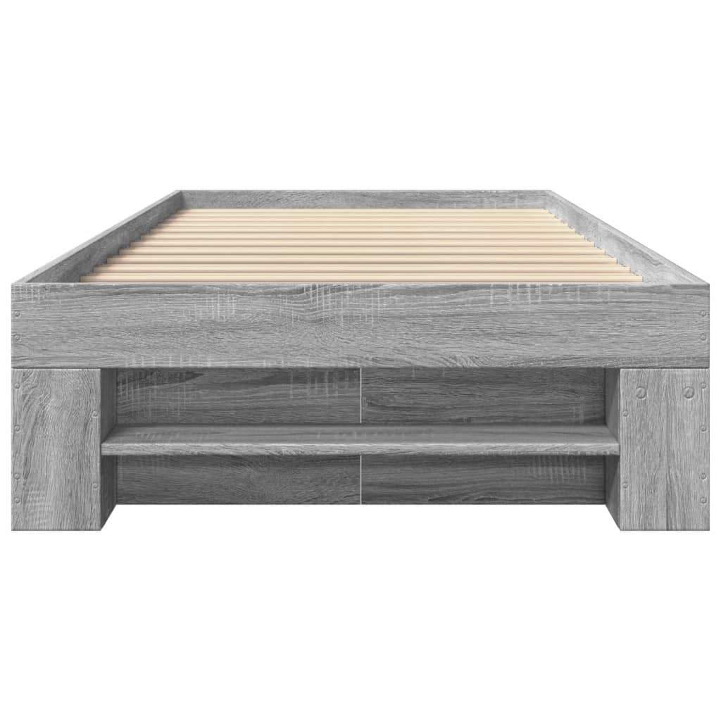 Bed Frame without Mattress Grey Sonoma 75x190 cm Small Single Engineered Wood