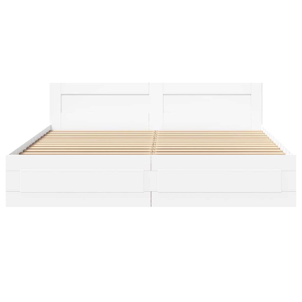 Bed Frame with Headboard without Mattress White 200x200 cm