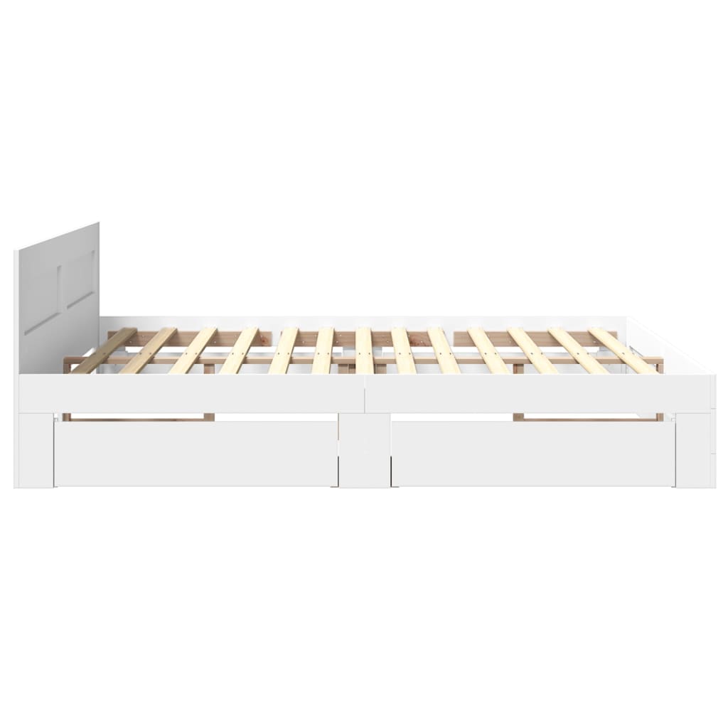 Bed Frame with Headboard without Mattress White 200x200 cm