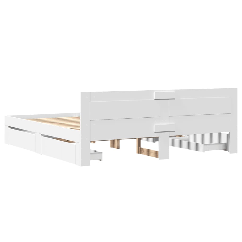 Bed Frame with Headboard without Mattress White 200x200 cm