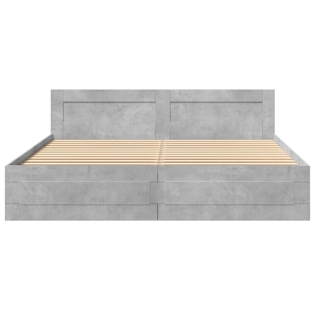 Bed Frame with Headboard without Mattress Concrete Grey 200x200 cm