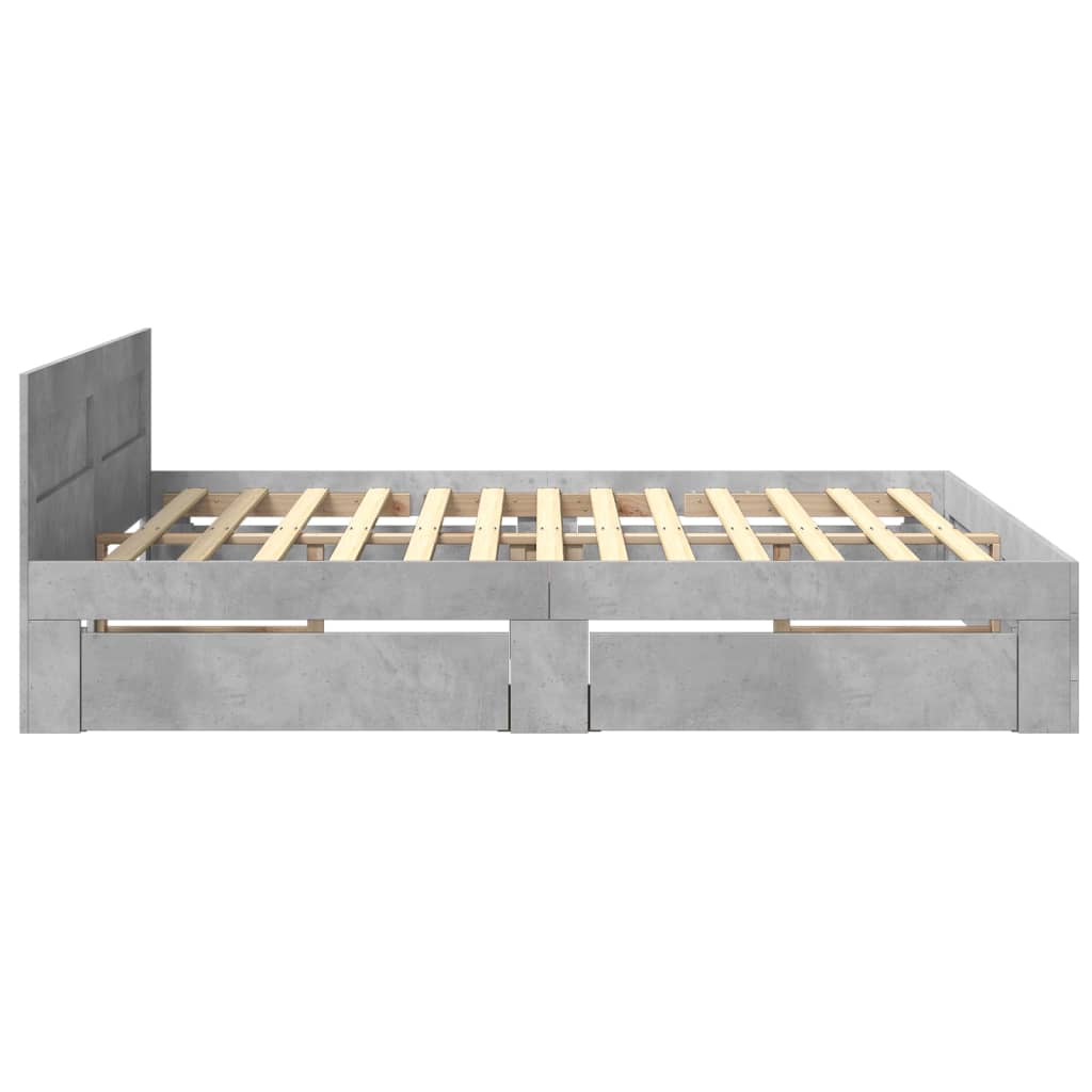 Bed Frame with Headboard without Mattress Concrete Grey 200x200 cm