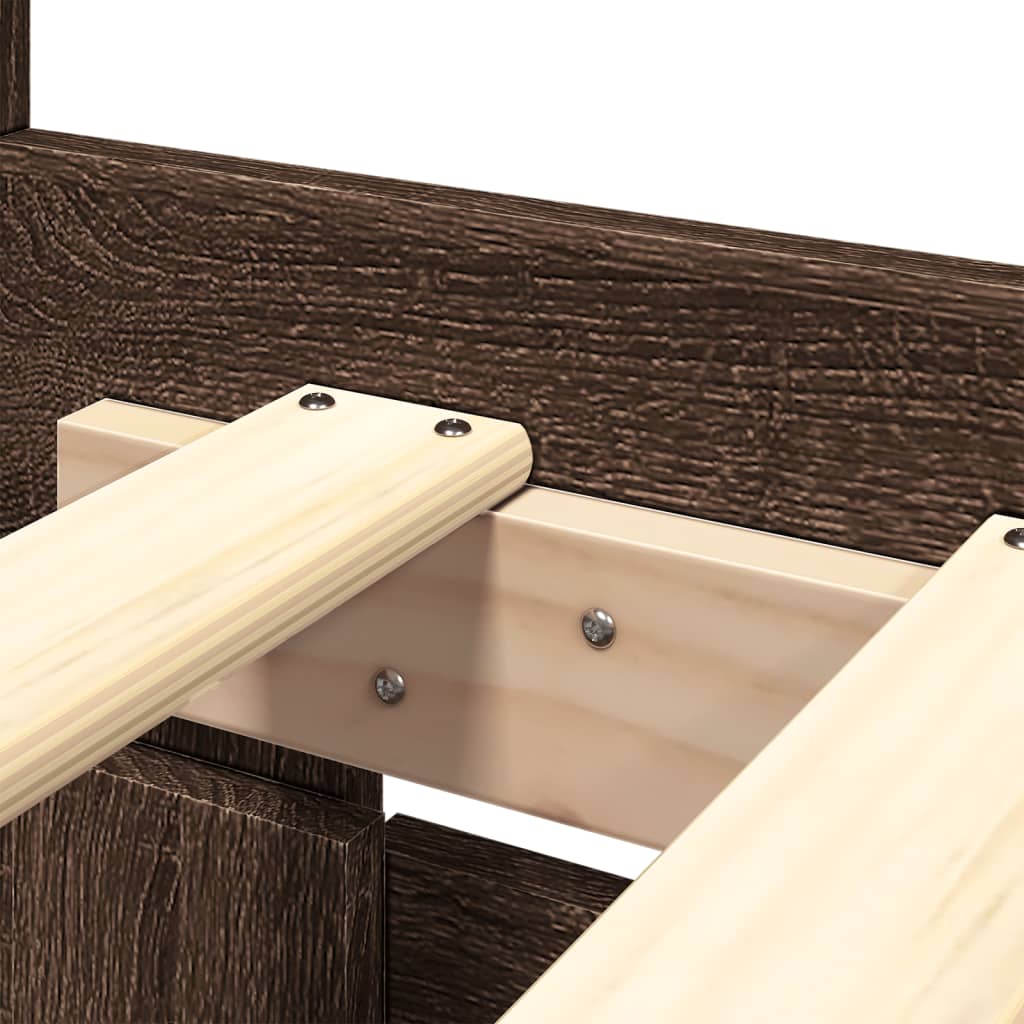 Bed Frame with Headboard without Mattress Brown Oak 200x200 cm
