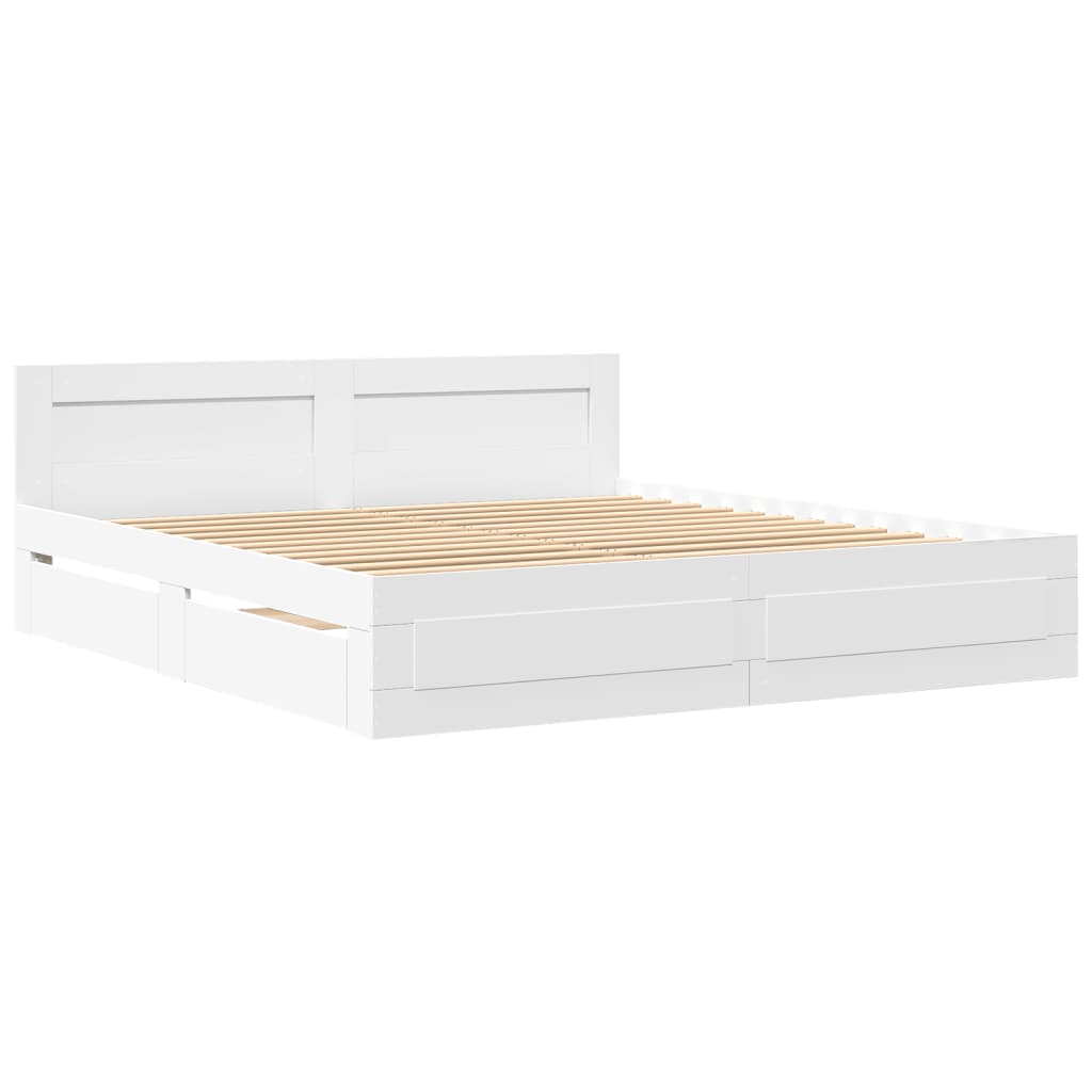 Bed Frame with Headboard without Mattress White 180x200 cm Super King