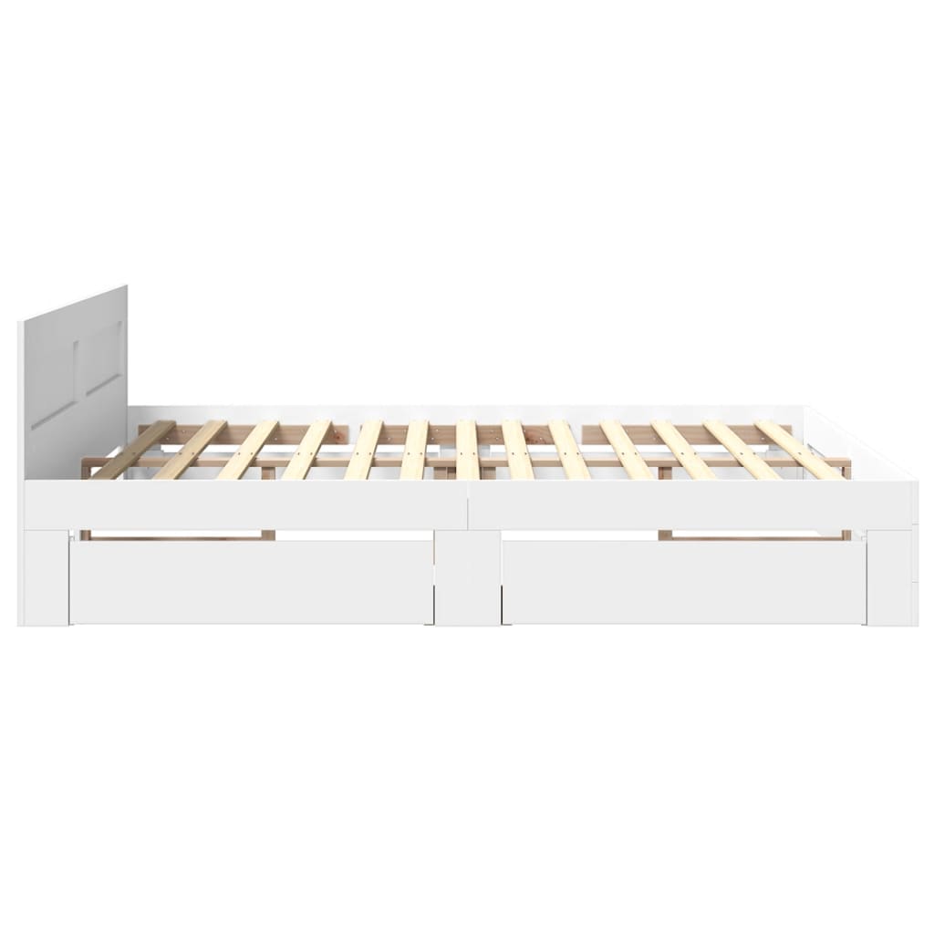Bed Frame with Headboard without Mattress White 180x200 cm Super King