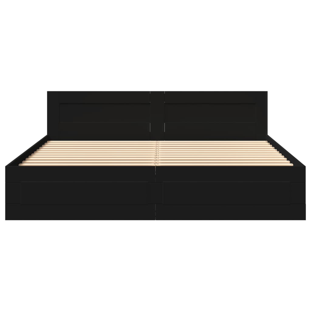 Bed Frame with Headboard without Mattress Black 180x200 cm Super King