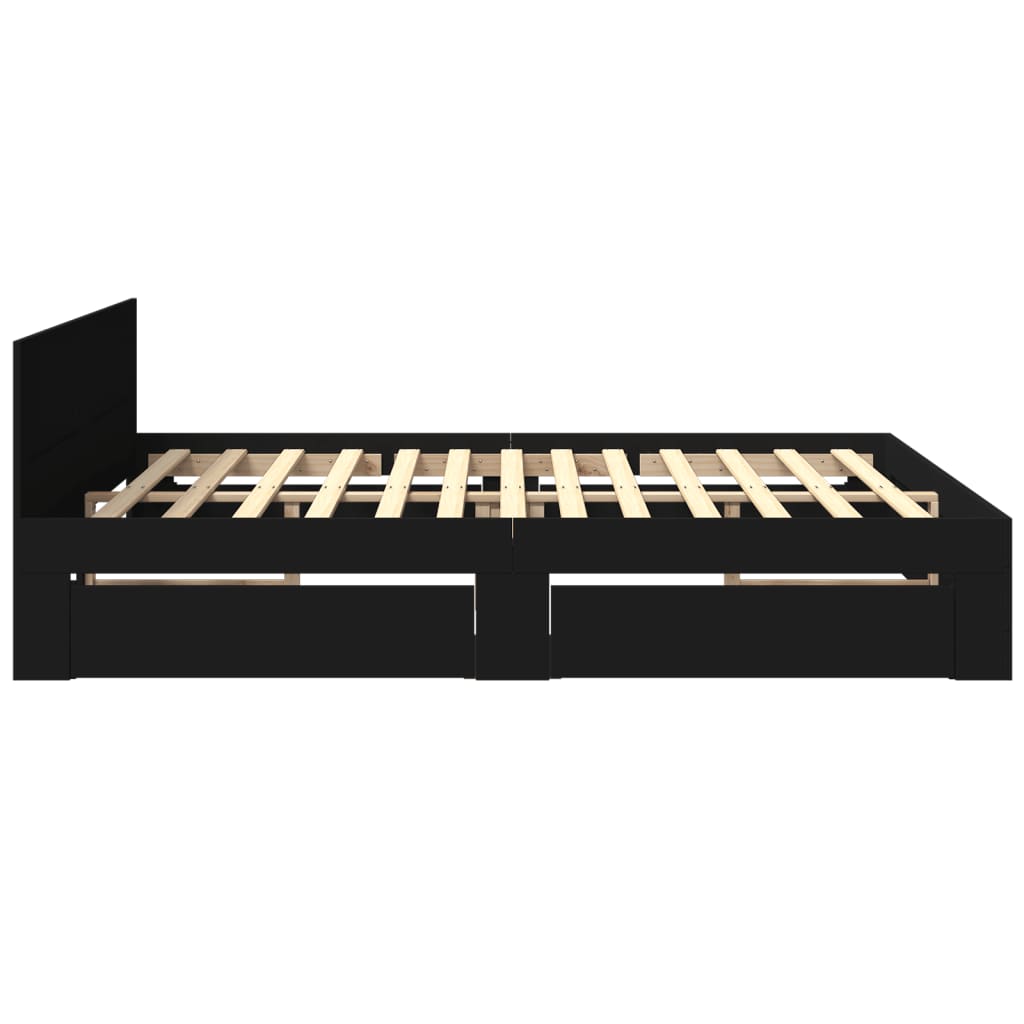 Bed Frame with Headboard without Mattress Black 180x200 cm Super King