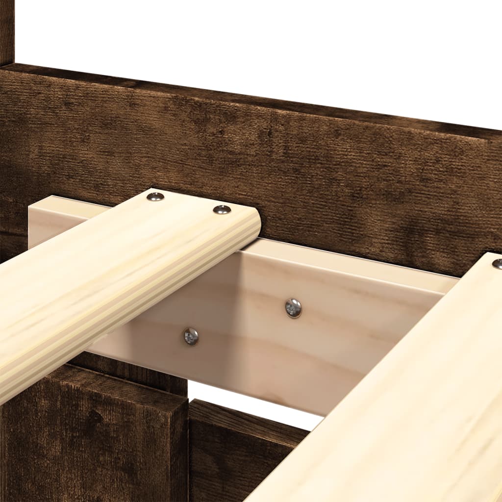 Bed Frame with Headboard without Mattress Smoked Oak 180x200 cm Super King