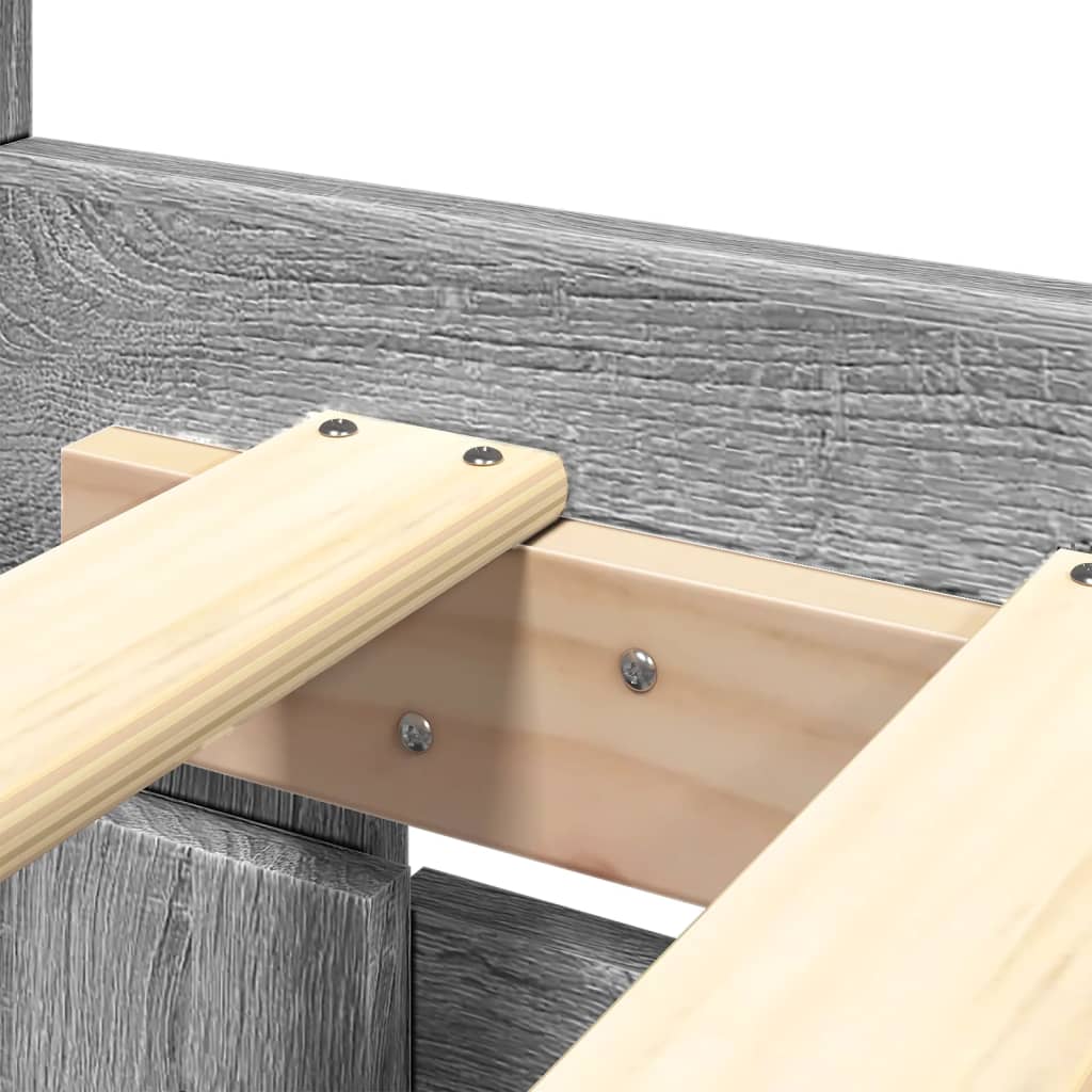 Bed Frame with Headboard without Mattress Grey Sonoma 180x200 cm Super King