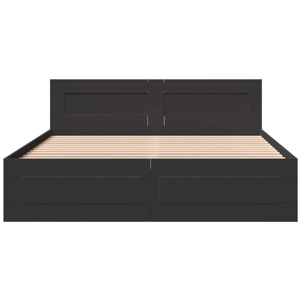 Bed Frame with Headboard without Mattress Black 160x200 cm