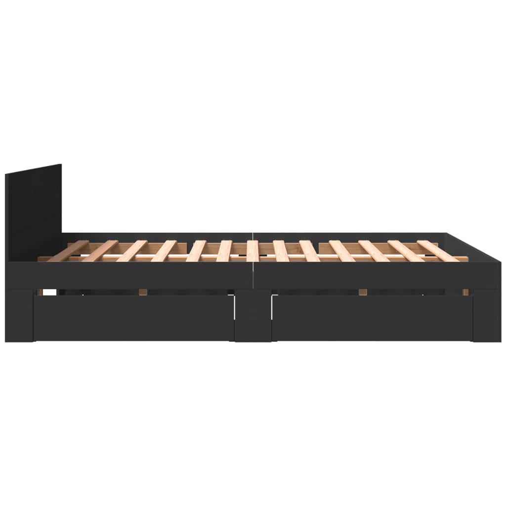 Bed Frame with Headboard without Mattress Black 160x200 cm