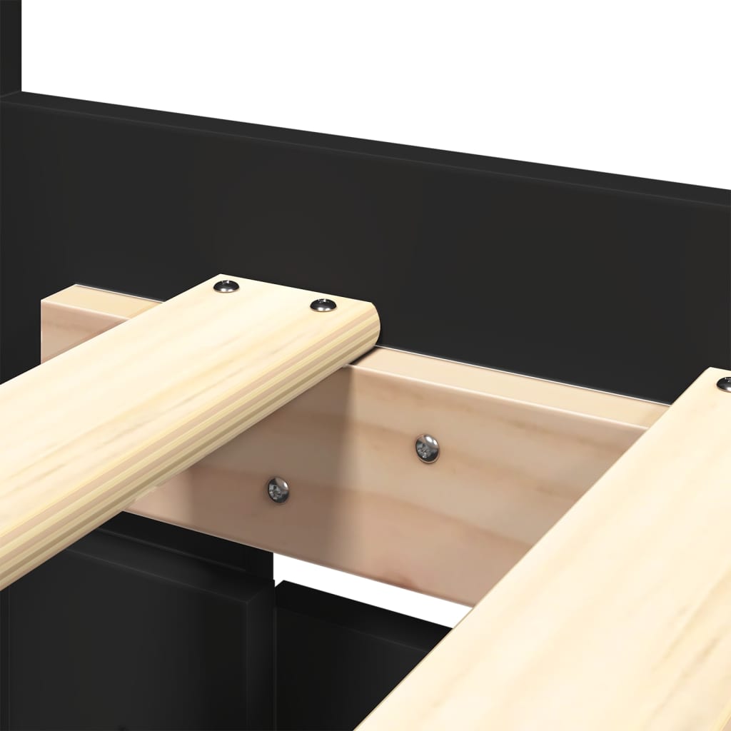 Bed Frame with Headboard without Mattress Black 160x200 cm