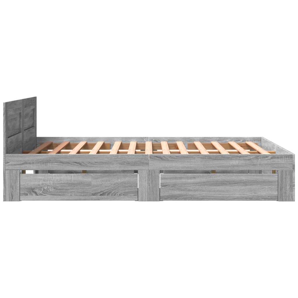Bed Frame with Headboard without Mattress Grey Sonoma 160x200 cm