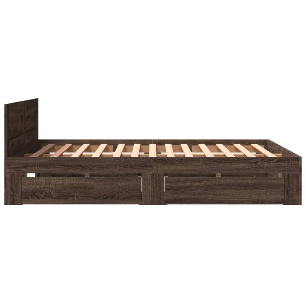 Bed Frame with Headboard without Mattress Brown Oak 160x200 cm