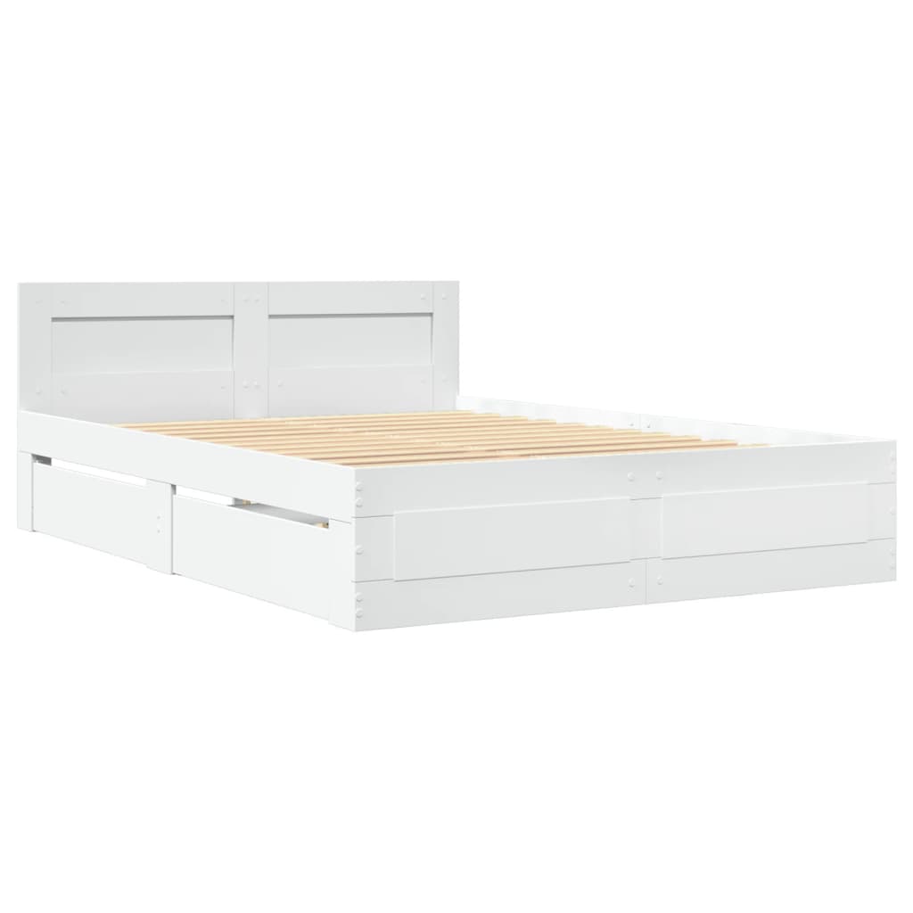 Bed Frame with Headboard without Mattress White 140x200 cm