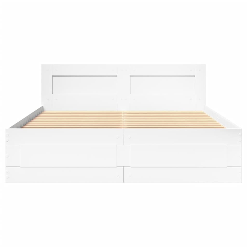 Bed Frame with Headboard without Mattress White 140x200 cm
