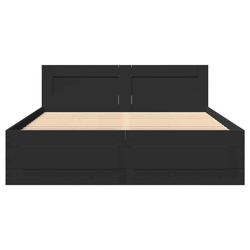 Bed Frame with Headboard without Mattress Black 140x200 cm